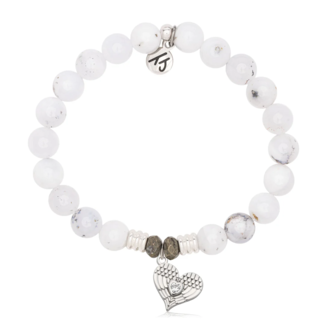 TJAZELLE Angel Love Bracelet in White Chalcedony & Silver