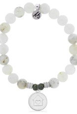 TJAZELLE Home Is Where The Heart Is Bracelet in White Chalcedony & Silver TJAZELLE Home Is Where The Heart Is Bracelet in White Chalcedony & Silver