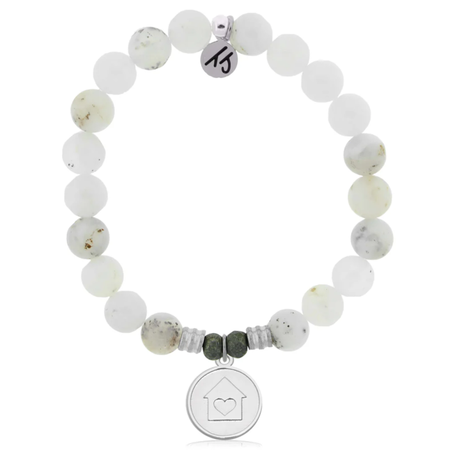 Home Is Where The Heart Is Bracelet in White Chalcedony & Silver