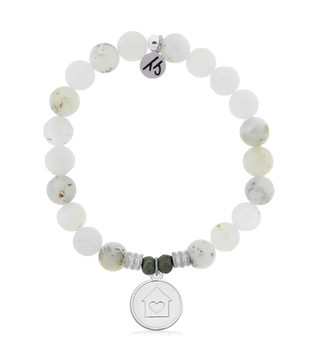 Home Is Where The Heart Is Bracelet in White Chalcedony & Silver