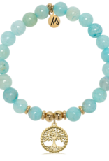 TJAZELLE Family Tree Bracelet in Aqua Fire Agate & Gold TJAZELLE Family Tree Bracelet in Aqua Fire Agate & Gold
