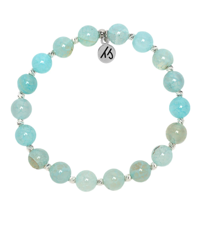 Mindfulness Bracelet in Aqua Fire Agate & Silver