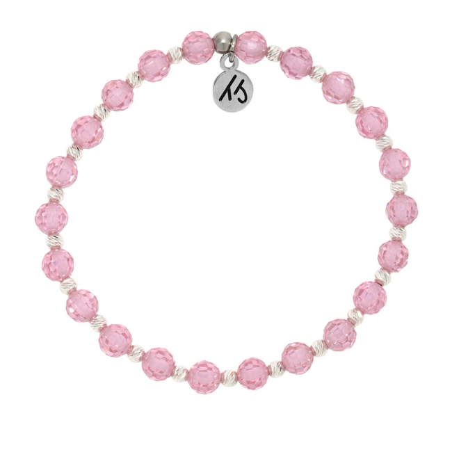 Mindfulness Bracelet in Pink CZ & Silver