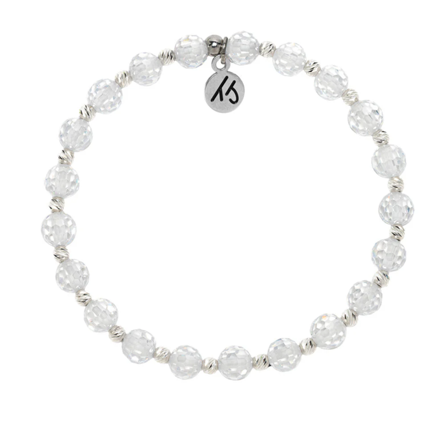 Mindfulness Bracelet in White CZ & Silver