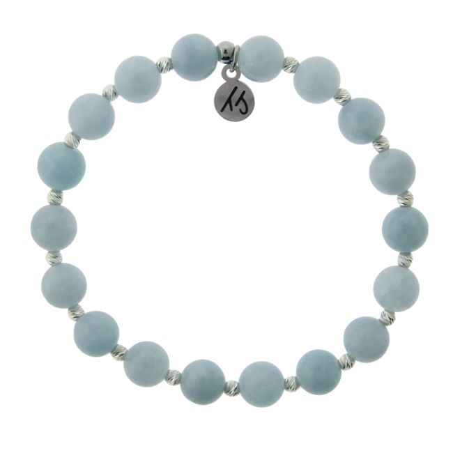 Mindfulness Bracelet in Light Blue Quartz & Silver