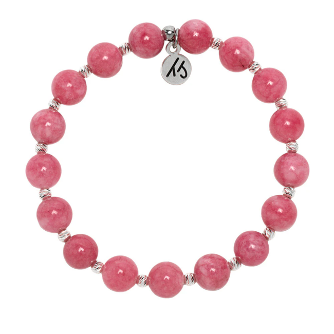 Mindfulness Bracelet in Pink Jade & Silver