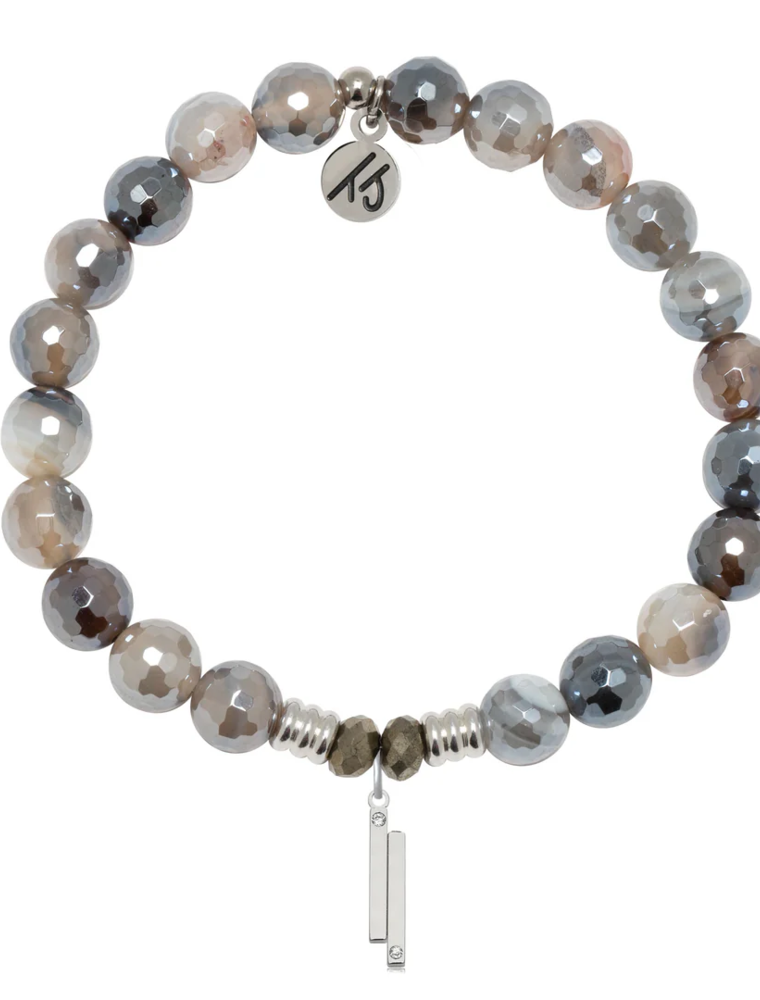 TJAZELLE Stand By Me Bracelet in Storm Agate & Silver