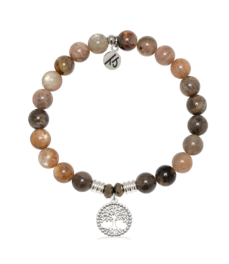 TJAZELLE Family Tree Bracelet in Sand Moonstone & Silver