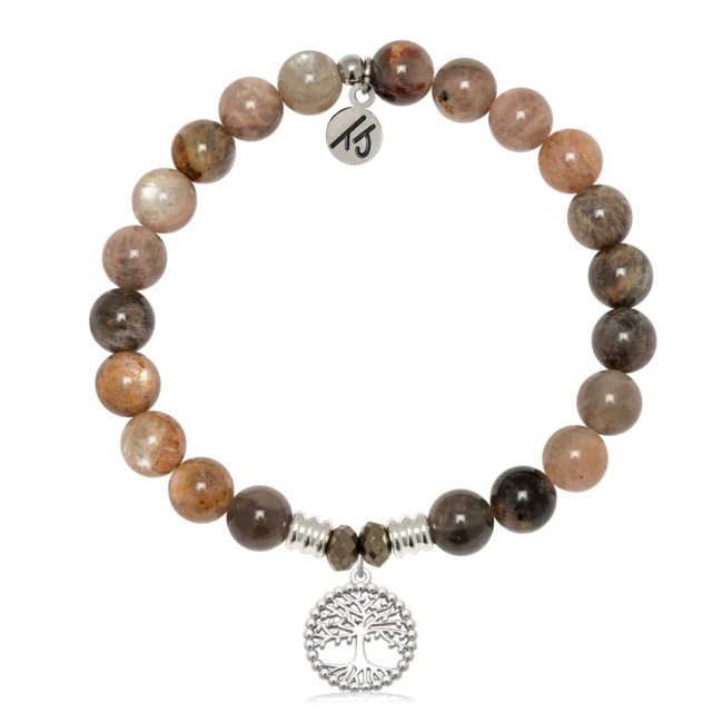 T. Jazelle Family Tree Bracelet in Sand Moonstone & Silver 