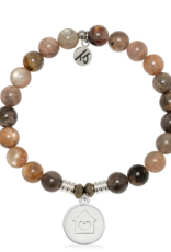 TJAZELLE Home Is Where The Heart Is Bracelet in Sand Moonstone & Silver TJAZELLE Home Is Where The Heart Is Bracelet in Sand Moonstone & Silver