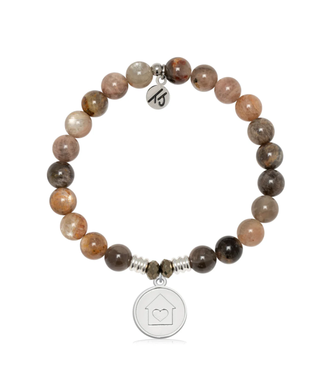 Home Is Where The Heart Is Bracelet in Sand Moonstone & Silver