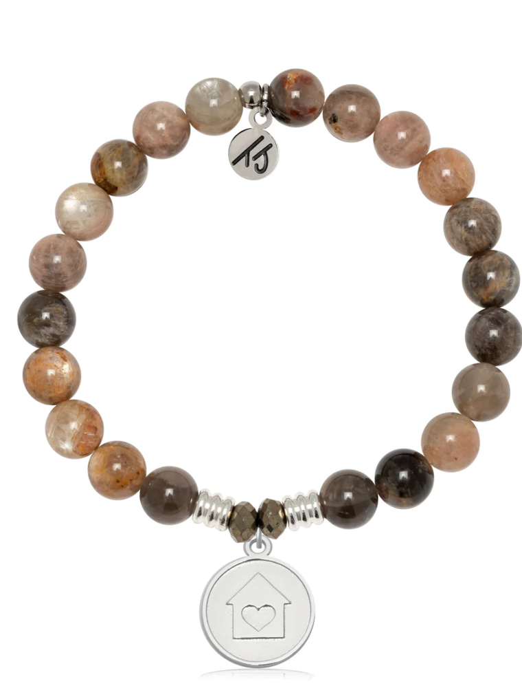 TJAZELLE Home Is Where The Heart Is Bracelet in Sand Moonstone & Silver