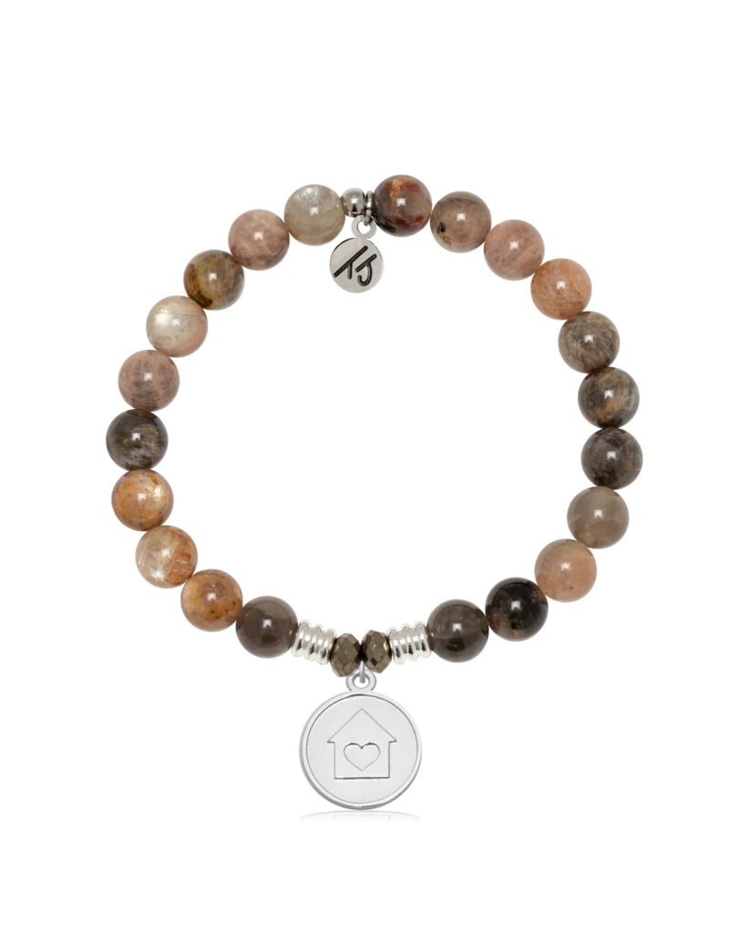 TJAZELLE Home Is Where The Heart Is Bracelet in Sand Moonstone & Silver