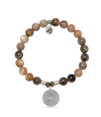TJAZELLE Family Circle Bracelet in Sand Moonstone & Silver