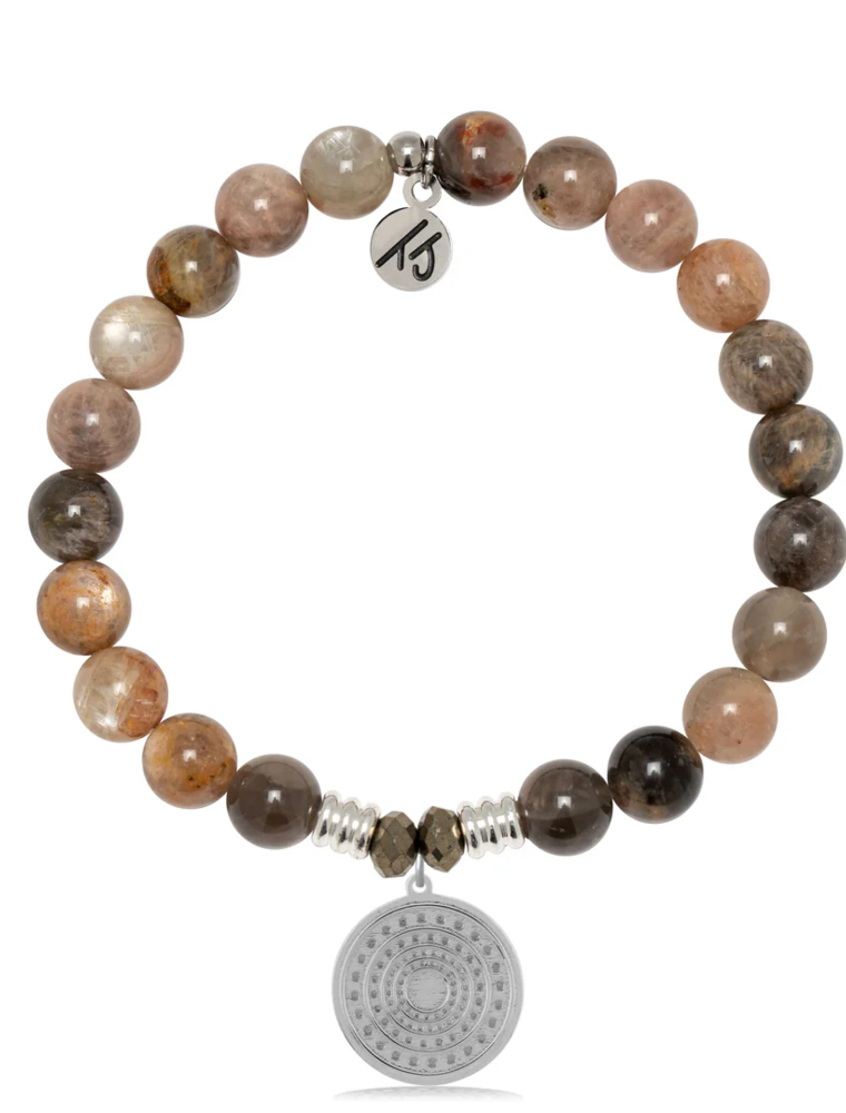 TJAZELLE Family Circle Bracelet in Sand Moonstone & Silver