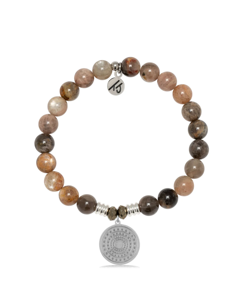 TJAZELLE Family Circle Bracelet in Sand Moonstone & Silver