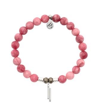TJAZELLE Stand By Me Bracelet in Pink Jade & Silver