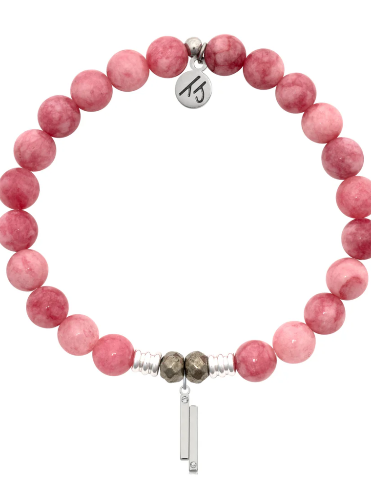 TJAZELLE Stand By Me Bracelet in Pink Jade & Silver