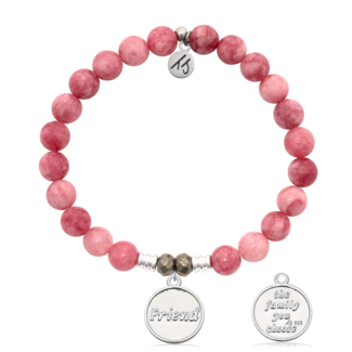 TJAZELLE Friend The Family You Choose Bracelet in Pink Jade & Silver