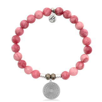 TJAZELLE Family Circle Bracelet in Pink Jade & Silver