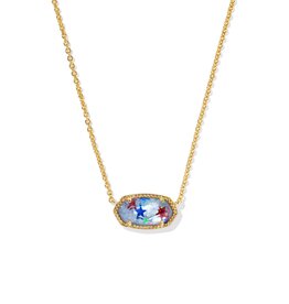 KENDRA SCOTT DESIGN Elisa Gold Pendant Necklace in Red White Blue Illusion