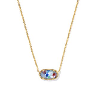 KENDRA SCOTT DESIGN Elisa Gold Pendant Necklace in Red White Blue Illusion
