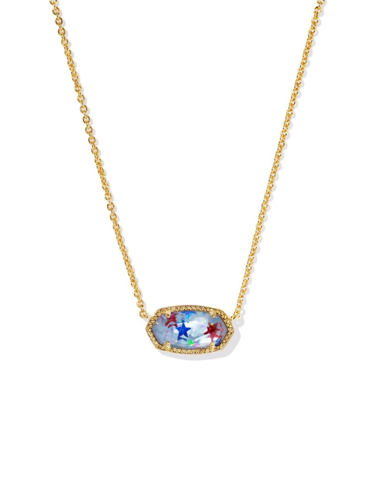 KENDRA SCOTT DESIGN Elisa Gold Pendant Necklace in Red White Blue Illusion