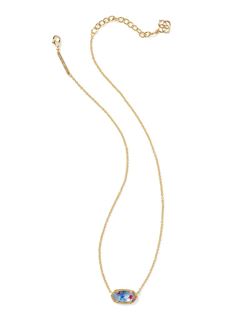 KENDRA SCOTT DESIGN Elisa Gold Pendant Necklace in Red White Blue Illusion