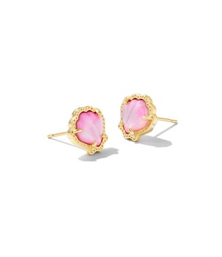 KENDRA SCOTT DESIGN Brynne Gold Shell Stud Earrings in Blush Ivory Mother-of-Pearl