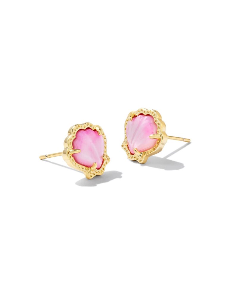 KENDRA SCOTT DESIGN Brynne Gold Shell Stud Earrings in Blush Ivory Mother-of-Pearl
