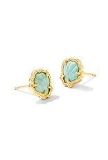 KENDRA SCOTT DESIGN Brynne Gold Shell Stud Earrings in Sea Green Chrysocolla
