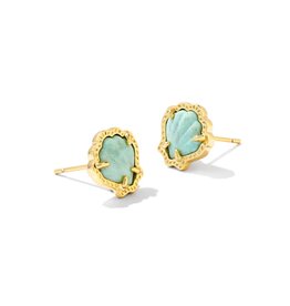 KENDRA SCOTT DESIGN Brynne Gold Shell Stud Earrings in Sea Green Chrysocolla