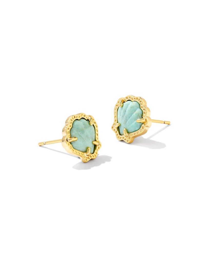 KENDRA SCOTT DESIGN Brynne Gold Shell Stud Earrings in Sea Green Chrysocolla