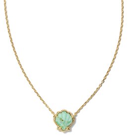 KENDRA SCOTT DESIGN Brynne Gold Shell Short Pendant Necklace in Sea Green Chrysocolla