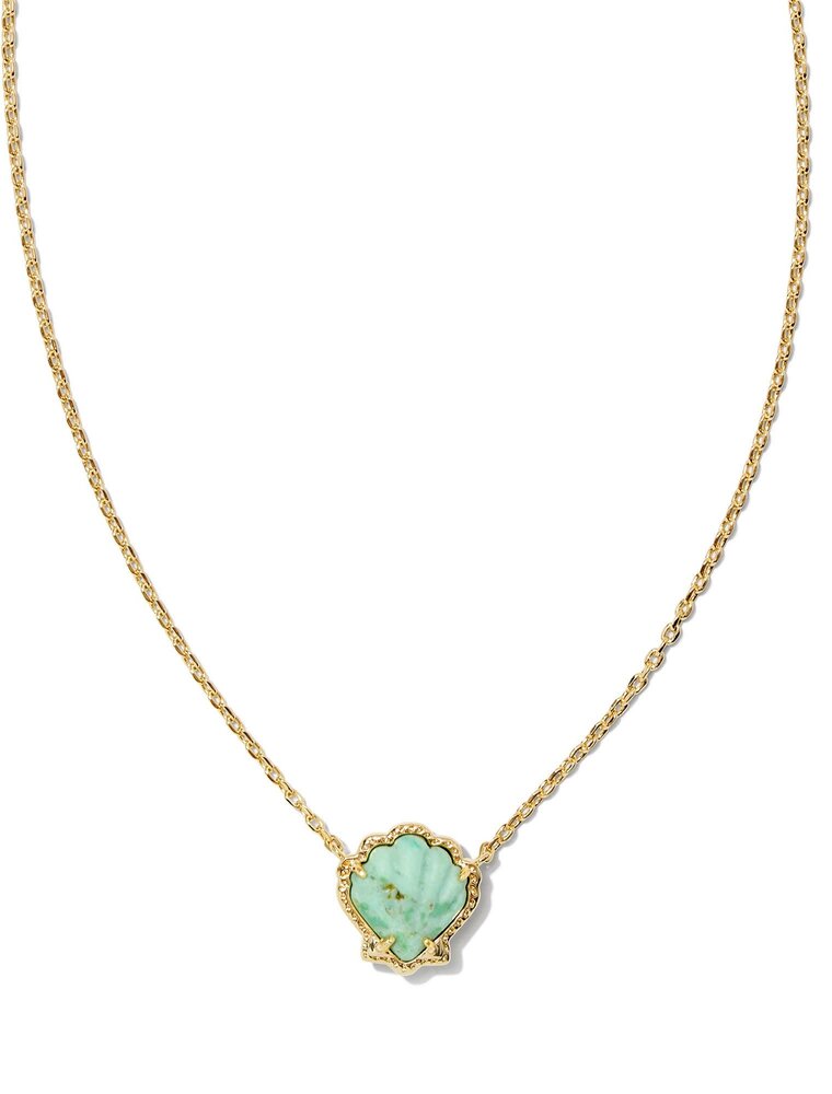 KENDRA SCOTT DESIGN Brynne Gold Shell Short Pendant Necklace in Sea Green Chrysocolla