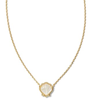 KENDRA SCOTT DESIGN Brynne Gold Shell Short Pendant Necklace in Ivory Mother-of-Pearl