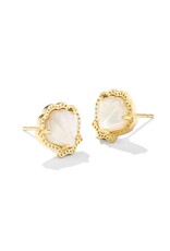 KENDRA SCOTT DESIGN Brynne Gold Shell Stud Earrings in Ivory Mother-of-Pearl