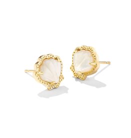 KENDRA SCOTT DESIGN Brynne Gold Shell Stud Earrings in Ivory Mother-of-Pearl