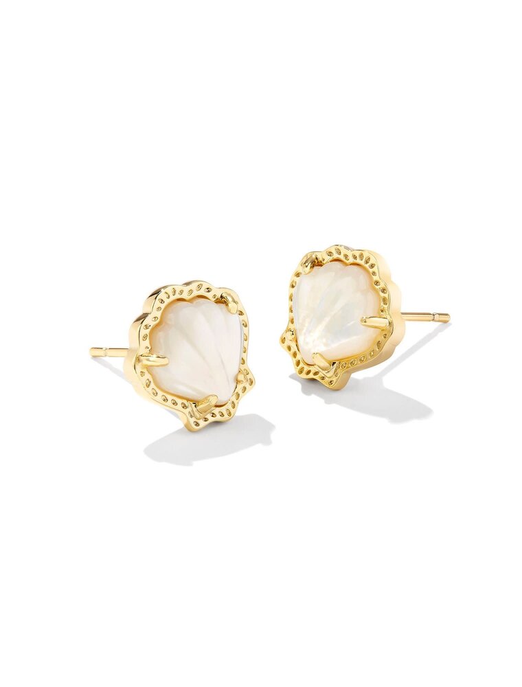 KENDRA SCOTT DESIGN Brynne Gold Shell Stud Earrings in Ivory Mother-of-Pearl