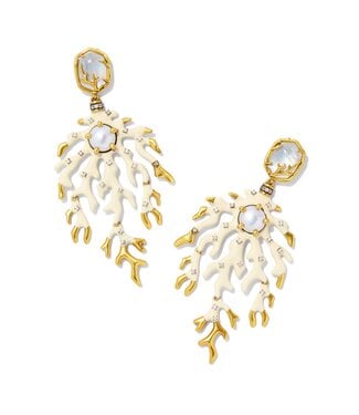 KENDRA SCOTT DESIGN Shea Vintage Gold Statement Earrings in Ivory Mix