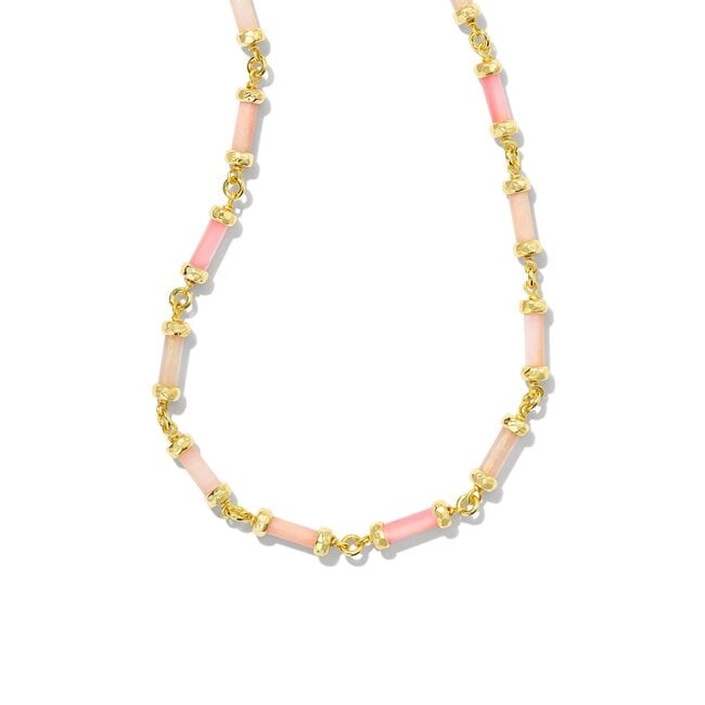 Gigi Gold Strand Necklace in Pink Mix