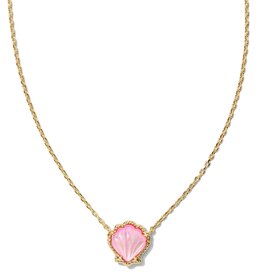 KENDRA SCOTT DESIGN Brynne Gold Shell Short Pendant Necklace in Blush Ivory Mother-of-Pearl