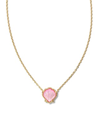 KENDRA SCOTT DESIGN Brynne Gold Shell Short Pendant Necklace in Blush Ivory Mother-of-Pearl