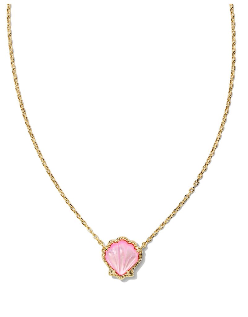 KENDRA SCOTT DESIGN Brynne Gold Shell Short Pendant Necklace in Blush Ivory Mother-of-Pearl