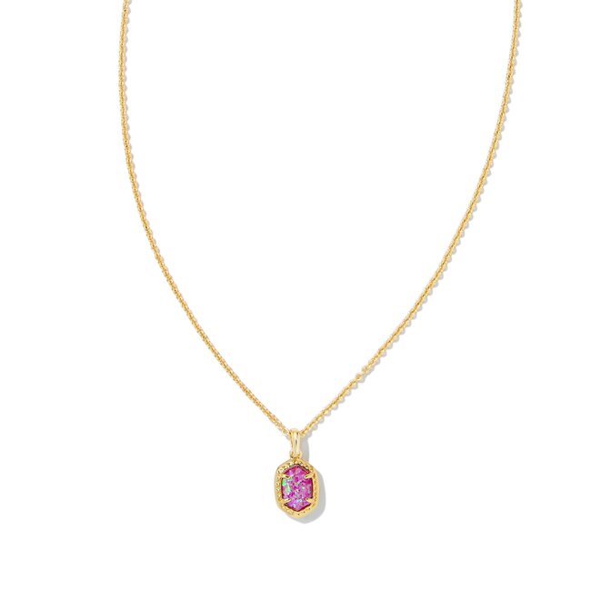 Daphne Gold Framed Pendant Necklace in Magenta Opal