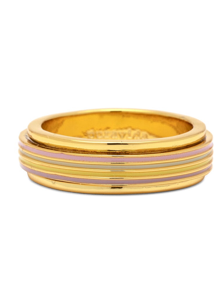 PURA VIDA Pastel Stripe Fidget Ring in Gold