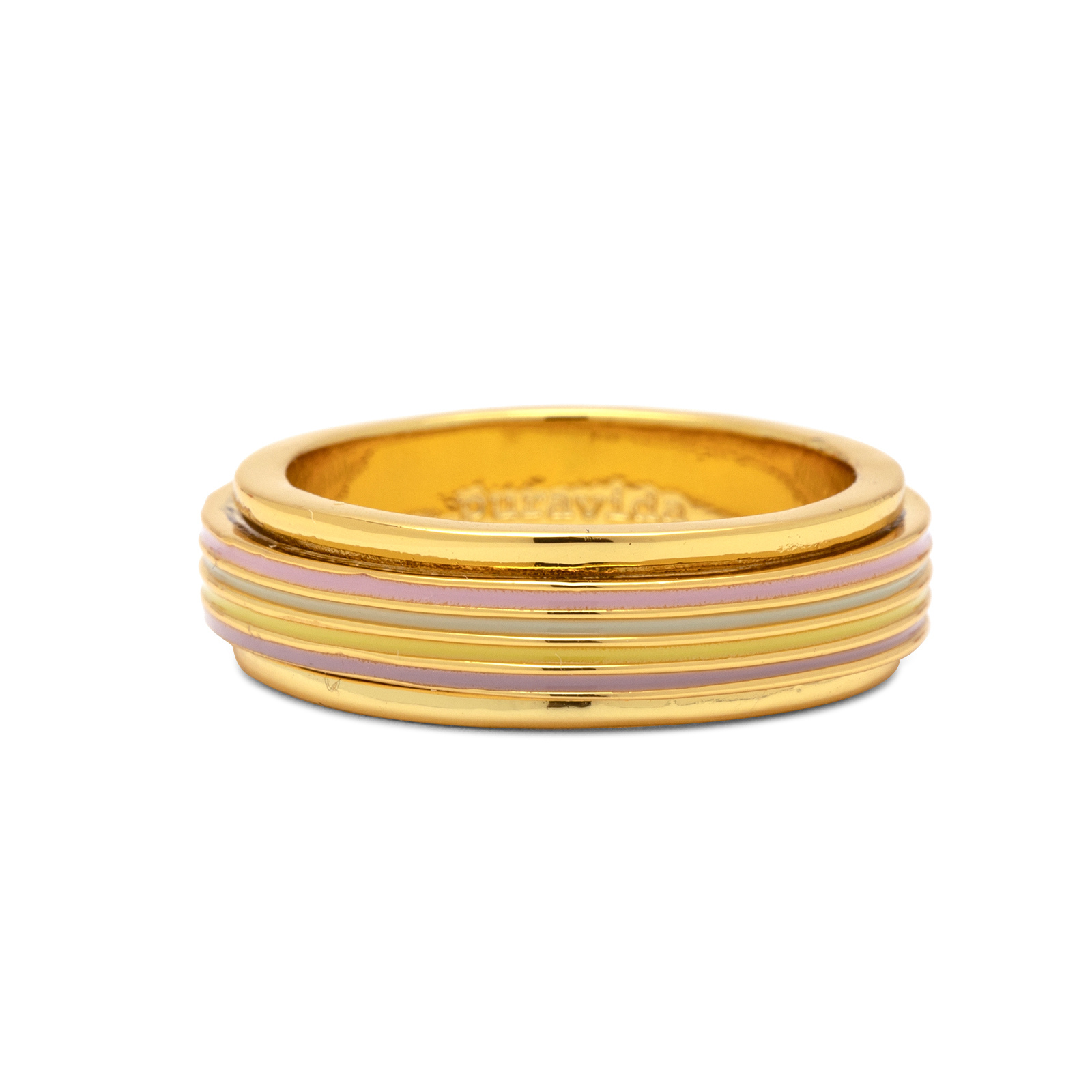 PURA VIDA Pastel Stripe Fidget Ring in Gold