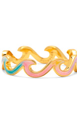PURA VIDA Tie Dye Enamel Wave Band Ring in Gold