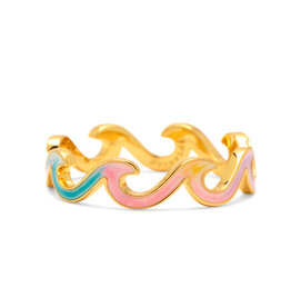 PURA VIDA Tie Dye Enamel Wave Band Ring in Gold