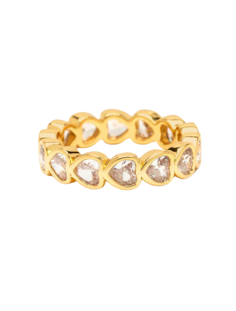 PURA VIDA Stone Heart Band Ring in Gold